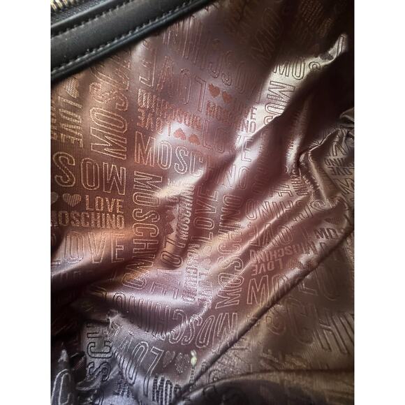 LOVE MOSCHINO Crossbody Bag PU Leather Branded Charms Zip Closure w/Dusty - Picture 15 of 15